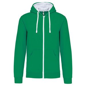 Kariban K466 - Contrast hooded full zip sweatshirt Light Kelly Green / White