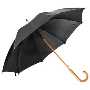 EgotierPro 39529 - Automatic Wooden Handle Umbrella, 190T Polyester CLOUDY