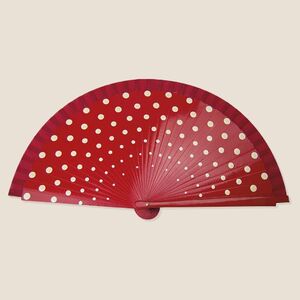 EgotierPro 37061 - 23 cm Wooden Fan with Colored Dots LOLA