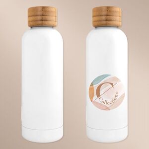 EgotierPro 52078 - 500ml Double-Walled Bottle with Bamboo Stopper CURVE